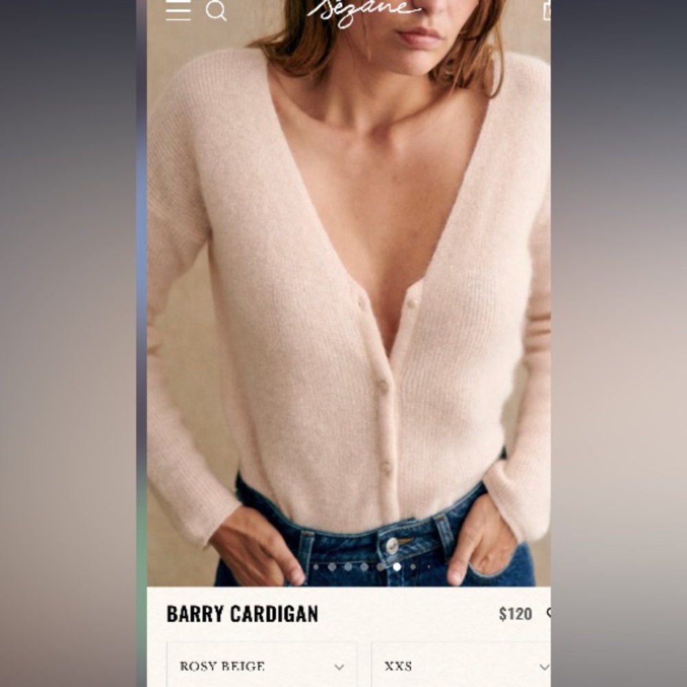 Sezane Rosy Beige Barry Cardigan